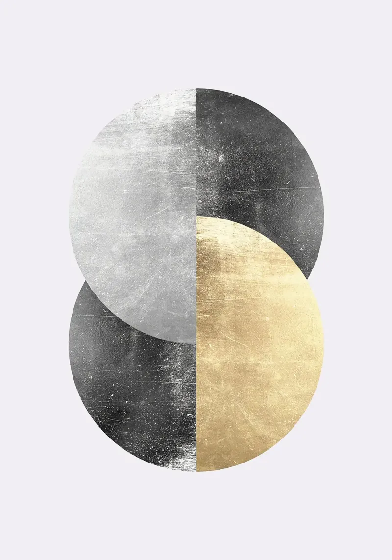 cerchio geometrico ad incastro oro poster con telaio in alluminio da Patrick M Gerber