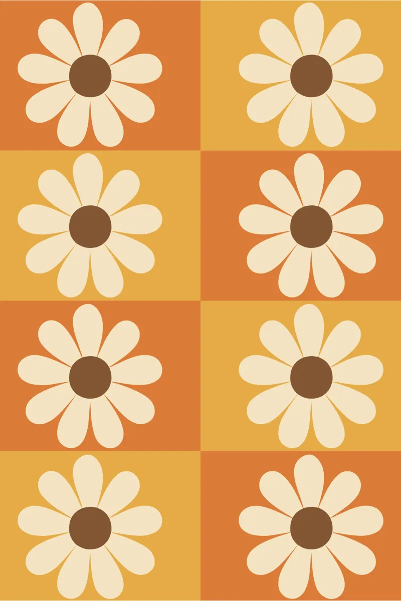 Retro Daisy Tile poster con telaio in alluminio da LisaArtes