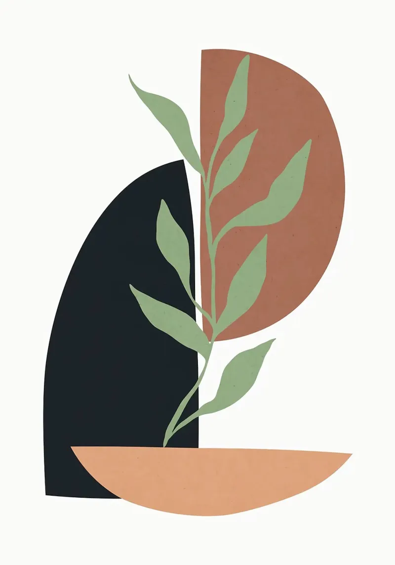 pianta foglie ciotola forme geometriche cerchi poster da Patrick M Gerber