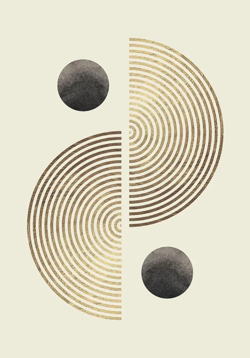 cerchi spirali simmetria forme geometriche poster con telaio in alluminio da Patrick M Gerber