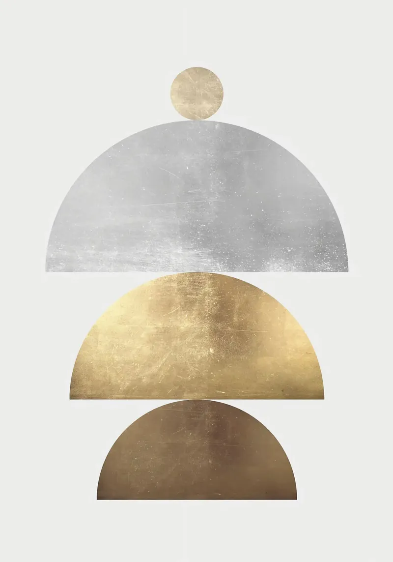 circle semicircle geometry metallic canvas with Floater frame by Patrick M Gerber