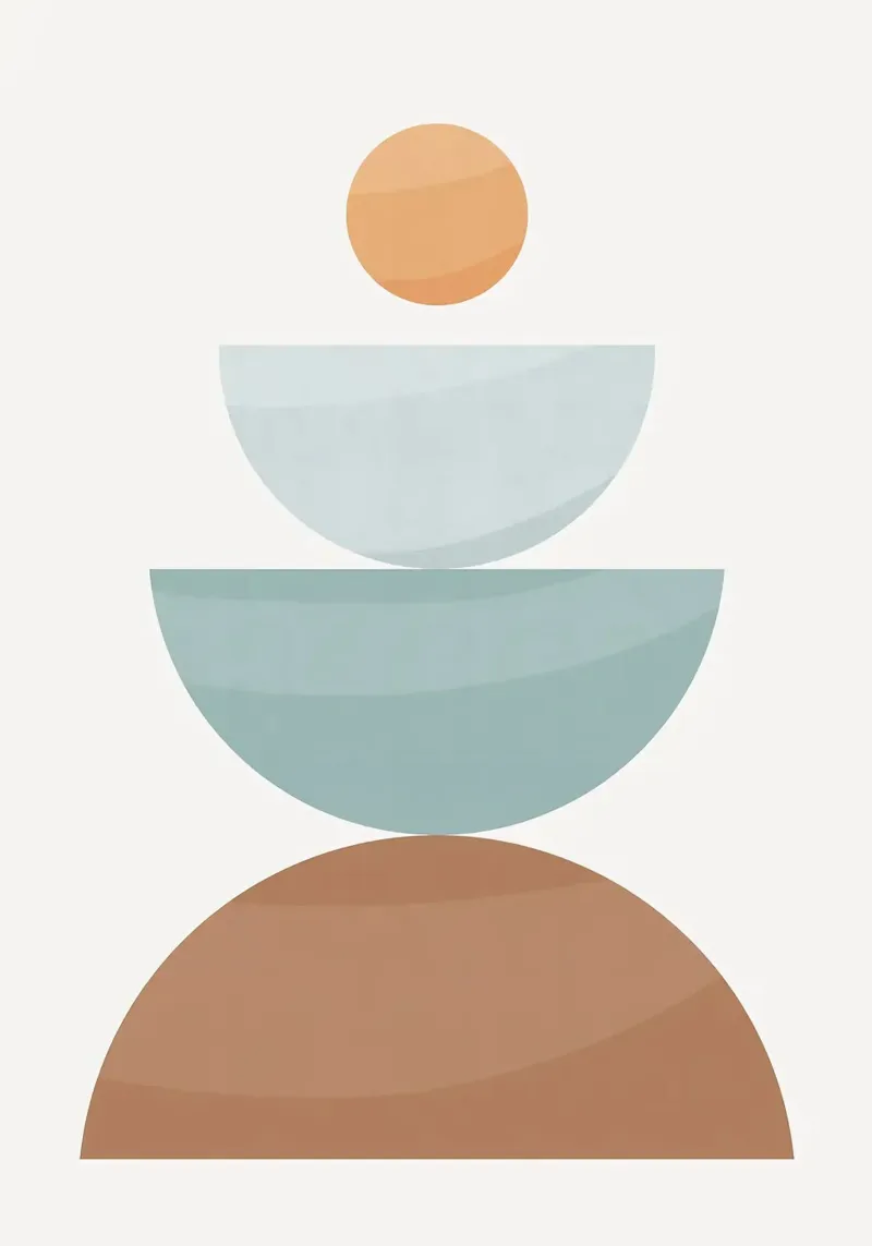 Forme geometriche cerchi semicerchi design minimalista poster con telaio in legno da Patrick M Gerber