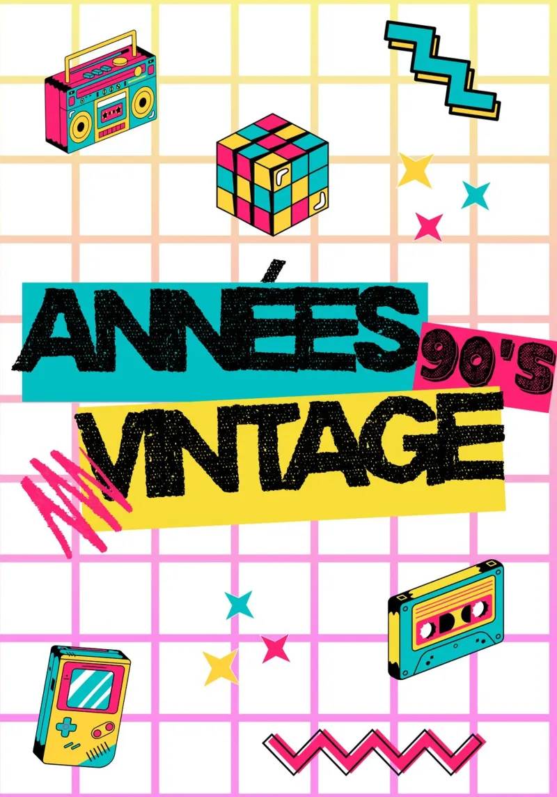 Design vintage 90's poster con telaio in alluminio da Idées & Création