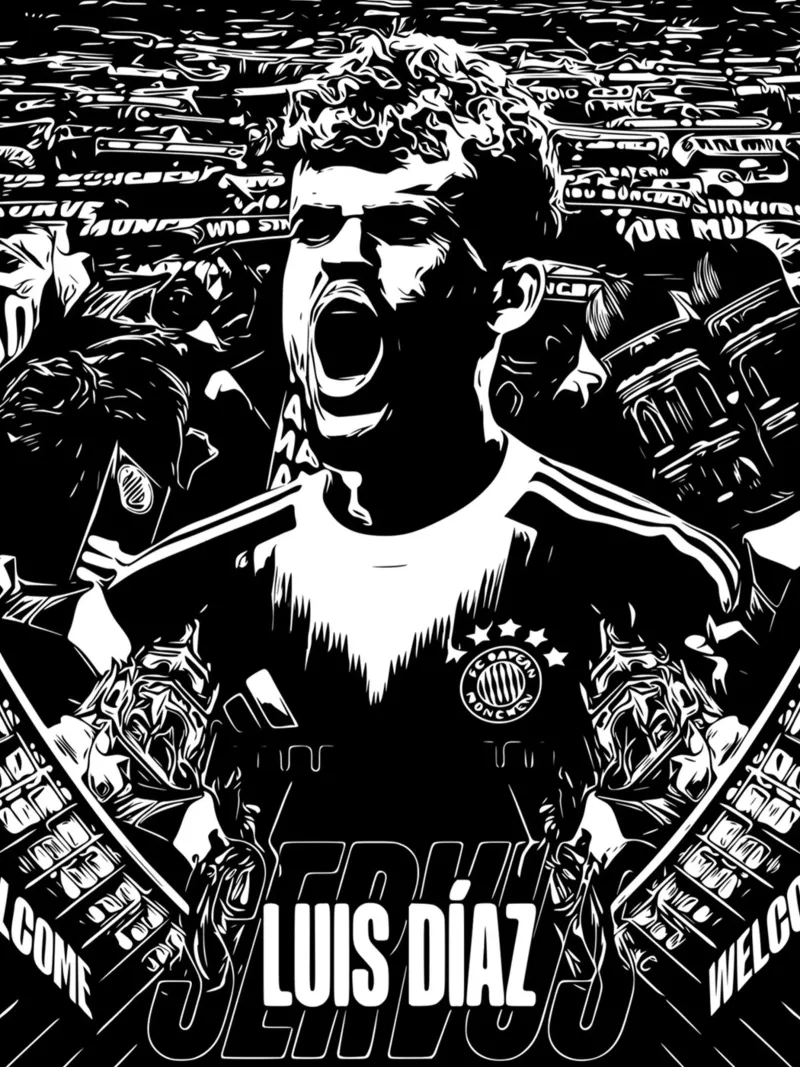 luis diaz - fc bayern munchen poster con telaio in alluminio da dark eagle