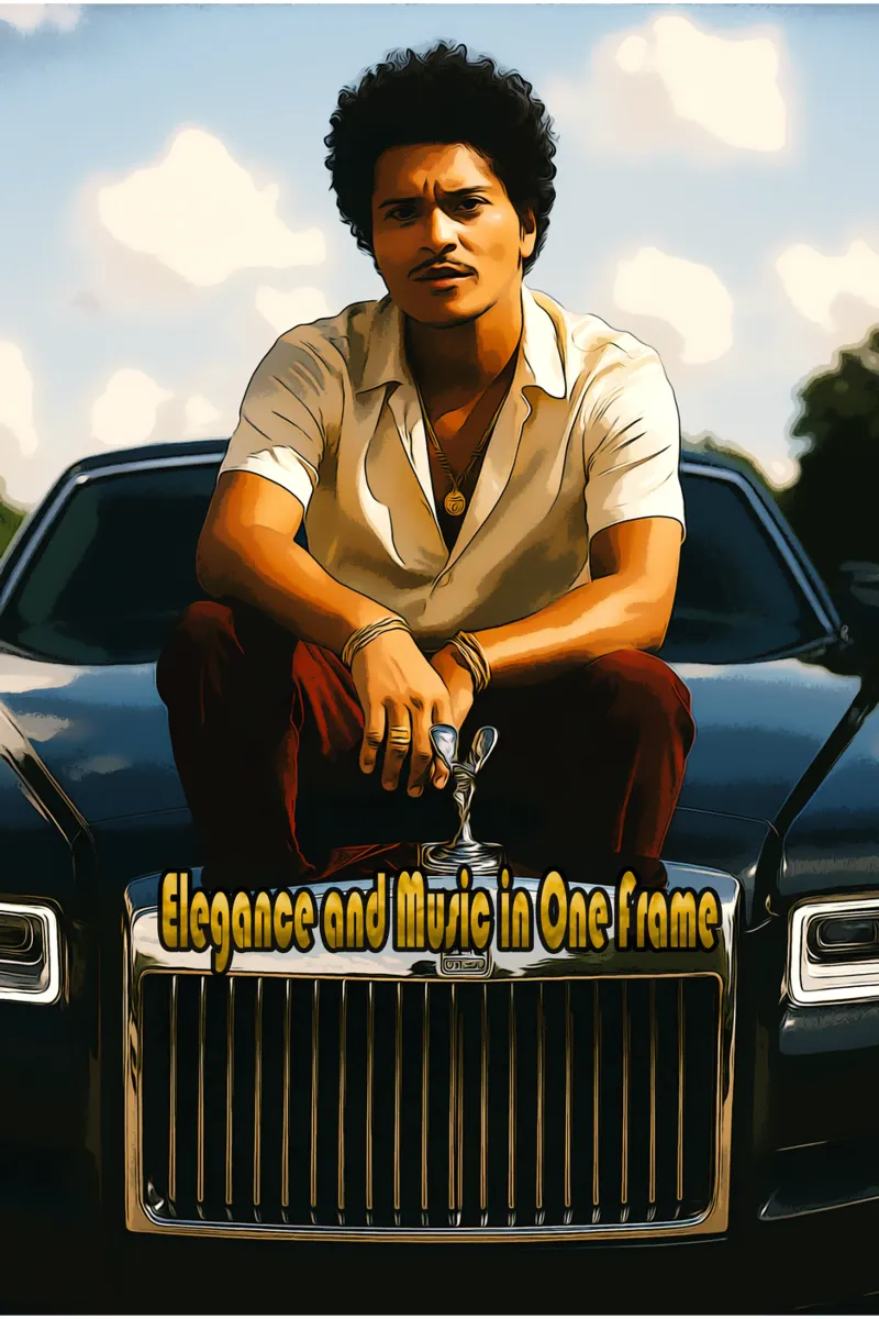 Bruno Mars e Rolls-Royce: eleganza e musica in un unico fotogramma poster con telaio in alluminio da Trinara
