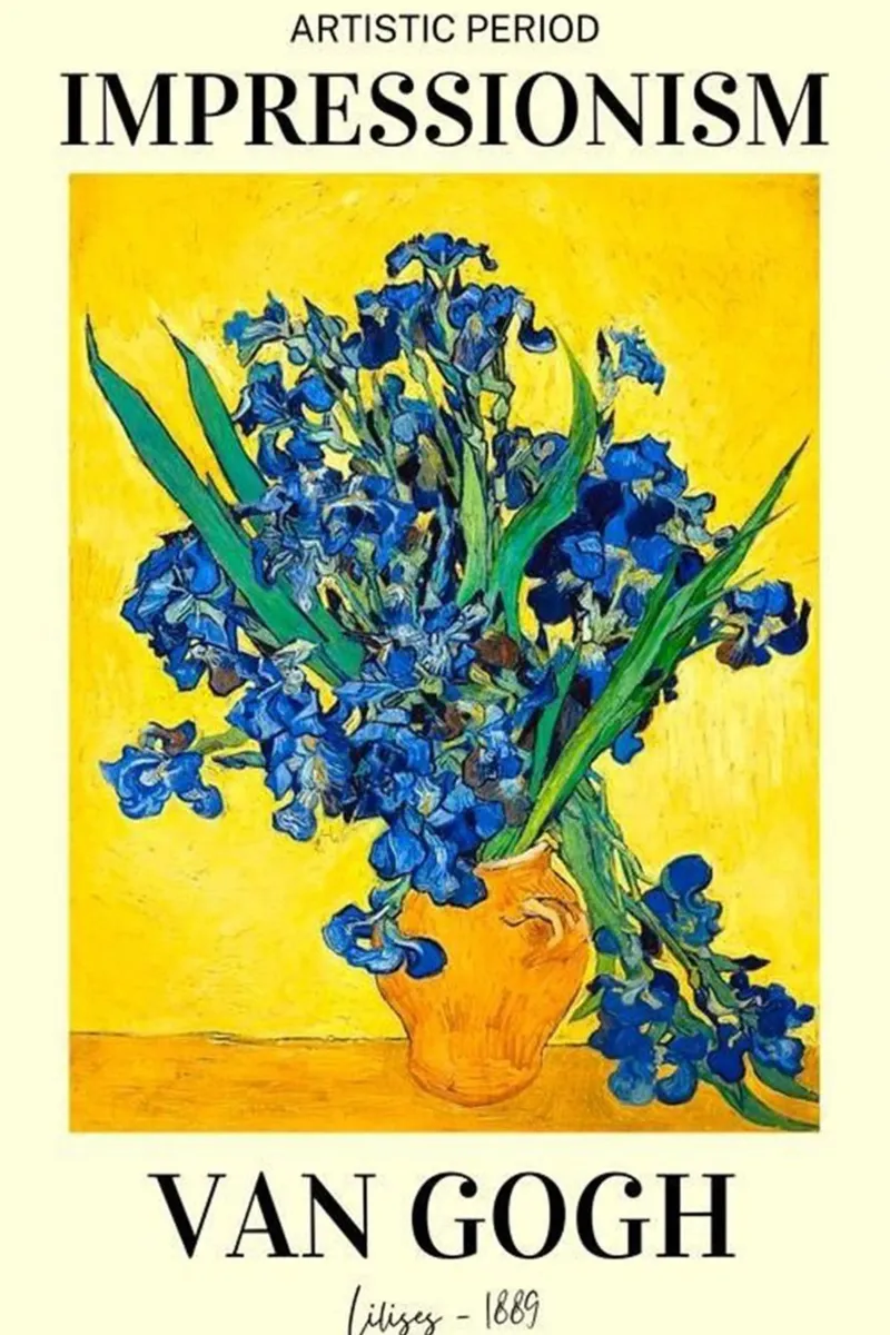 vaso con fiori di iris poster con telaio in plastica da Piper Shop Oke