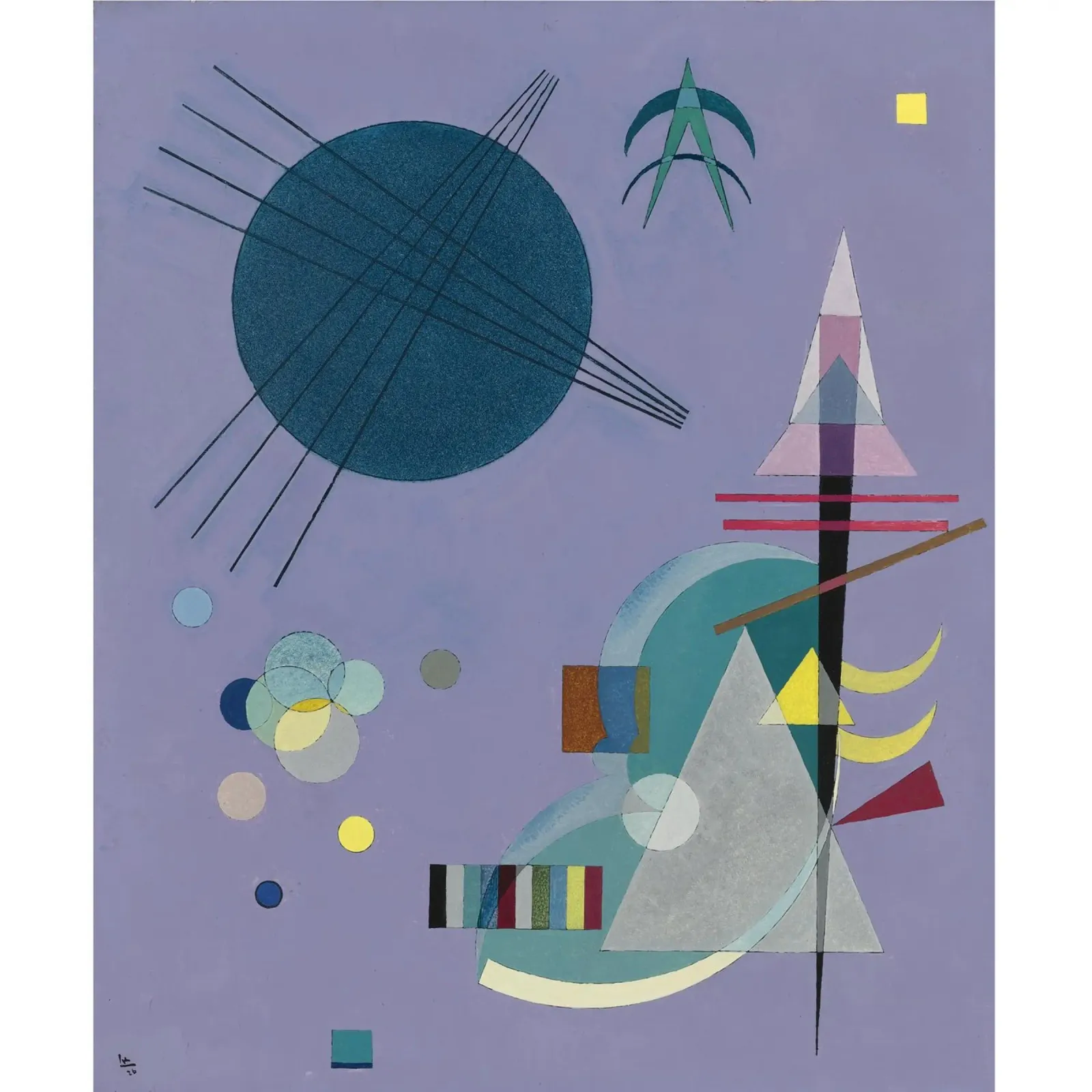 Wassily Kandinsky - Violetgroen- Abstracte Kunst canvas met Baklijst van Aesthetic Muse