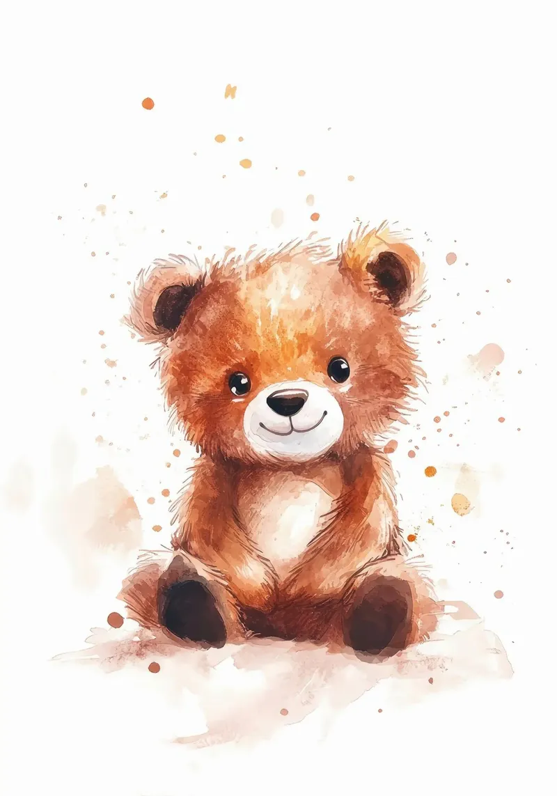 orsacchiotto di peluche carino orso marrone poster con telaio in legno da Thomas Weber