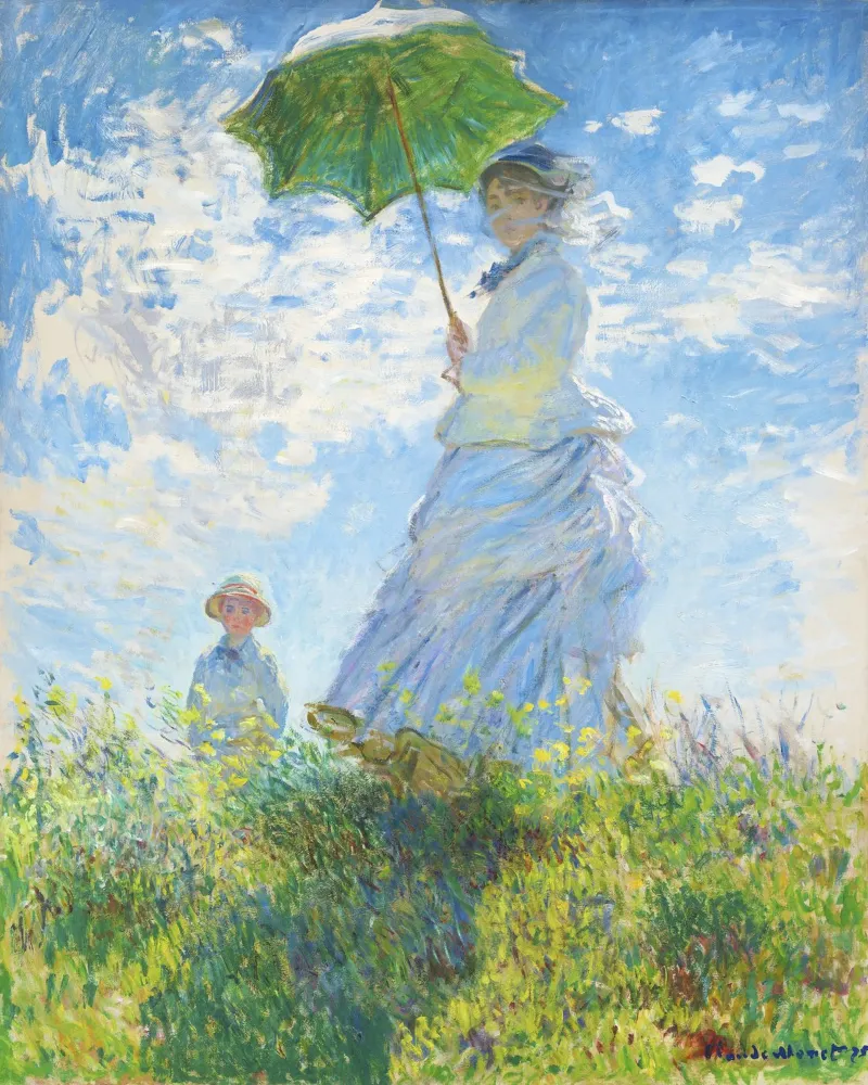 Donna con ombrellino di Claude Monet (1875) poster con telaio in legno da Classic Art Prints