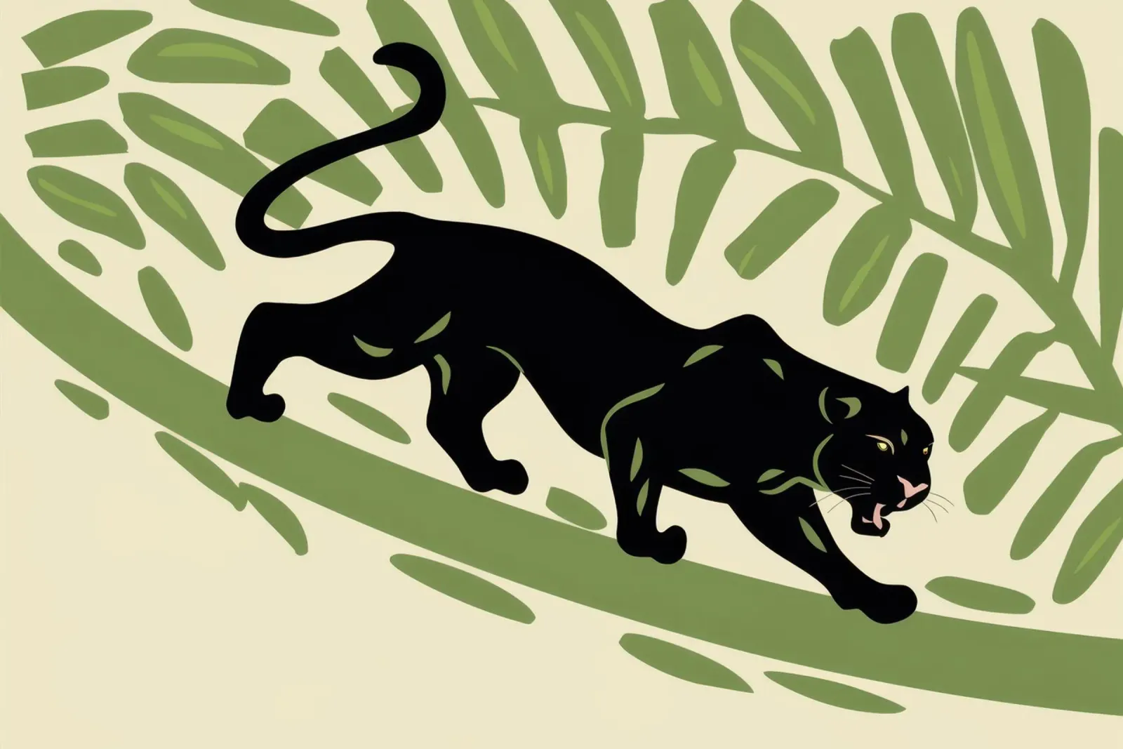 Pantera Nera in agguato poster con telaio in alluminio da Lyra Glaze