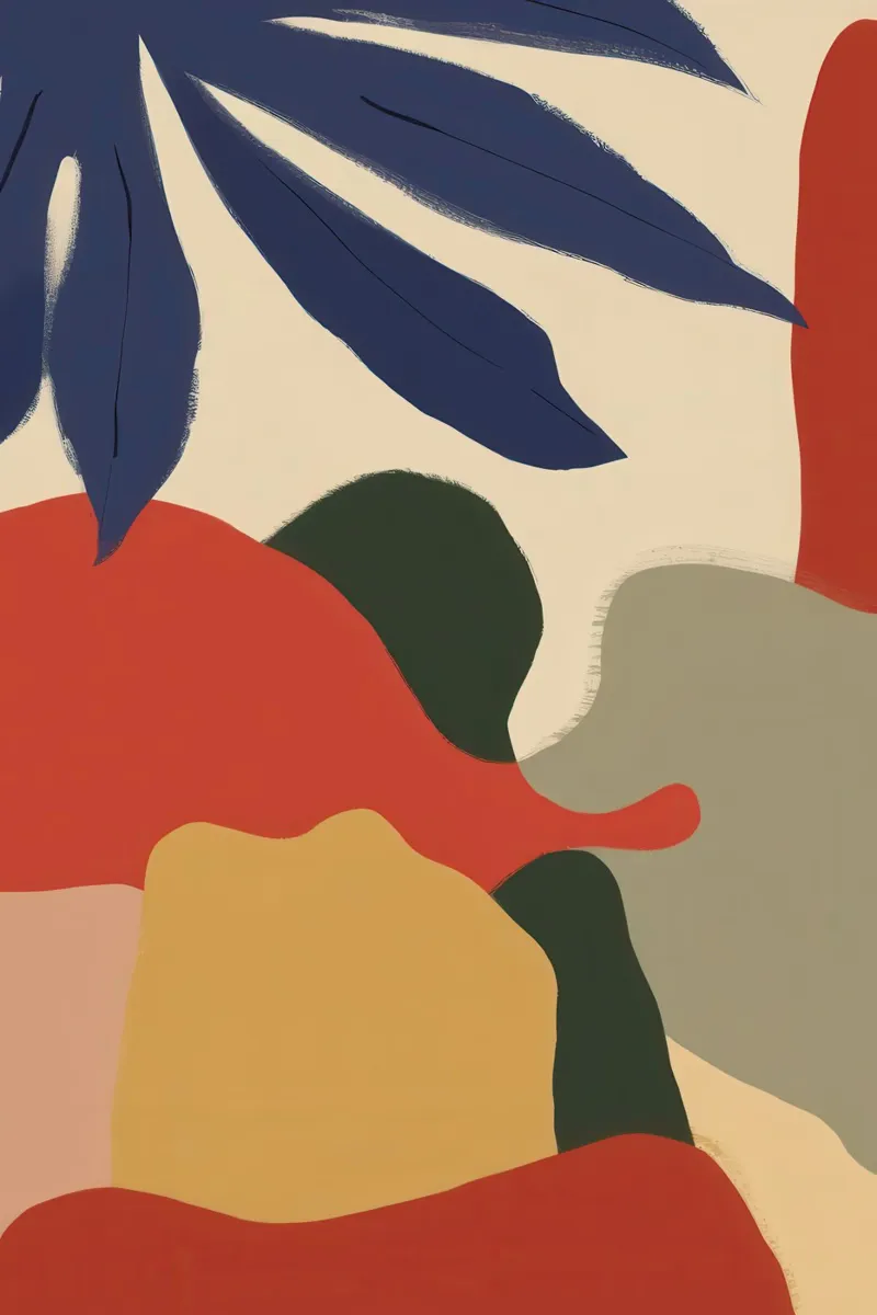 Forme astratte di fogliame poster con telaio in plastica da Lyra Glaze