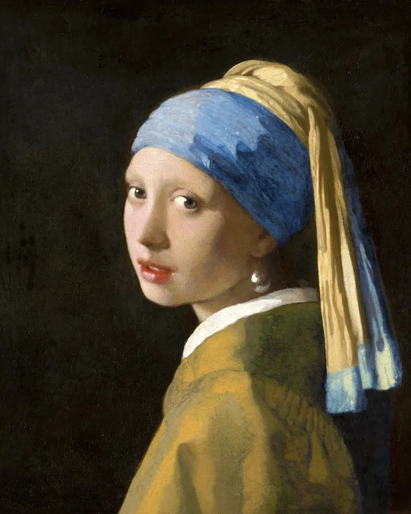 La ragazza con l'orecchino di perla di Johannes Vermeer poster con telaio in alluminio da Classic Art Prints