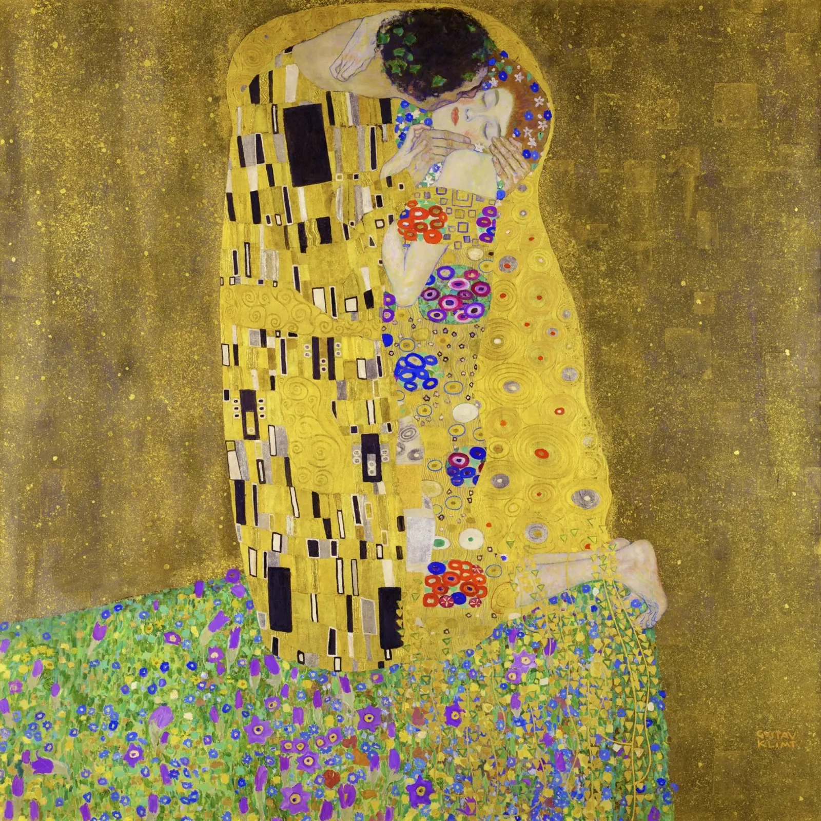 Il bacio di Gustav Klimt (1907-1908) poster con telaio in legno da Classic Art Prints