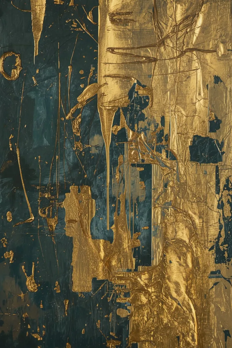 Pittura astratta con texture verde acqua e oro poster da DesignDoodle