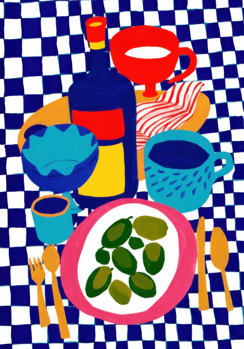 Piatto per olive a scacchiera poster da Snow Mist