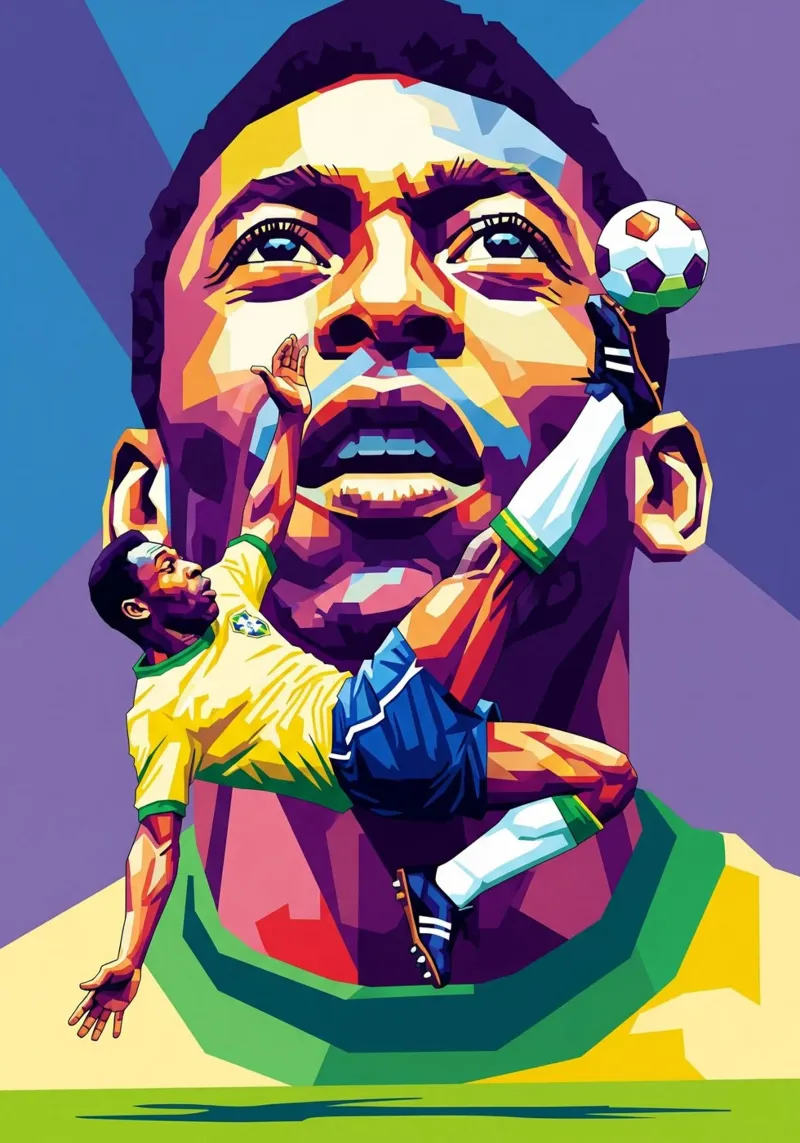 L'iconico calcio di bicicletta di Pele poster con telaio in alluminio da Hantamrata