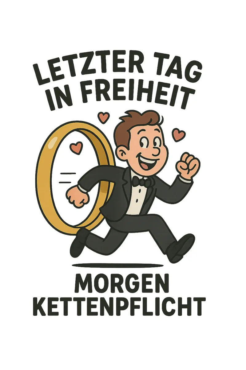 Letzter Tag in Freiheit - morgen Kettenpflicht - Junggeselle tela con Cornice a cassetta da lorbass