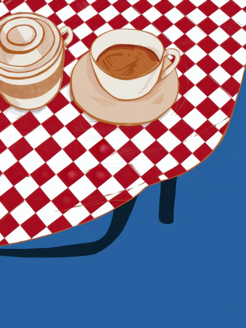 Angolo del caffè a scacchi poster da Snow Mist