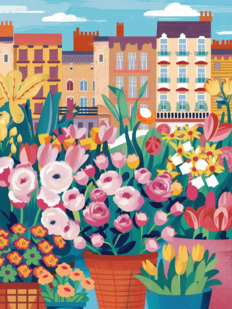 Mercato urbano dei fiori poster da Bara Suara