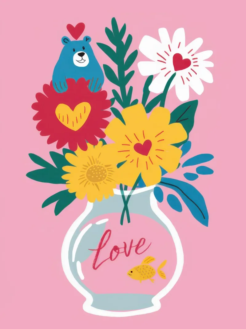Vaso per bouquet d'amore poster da Snow Mist