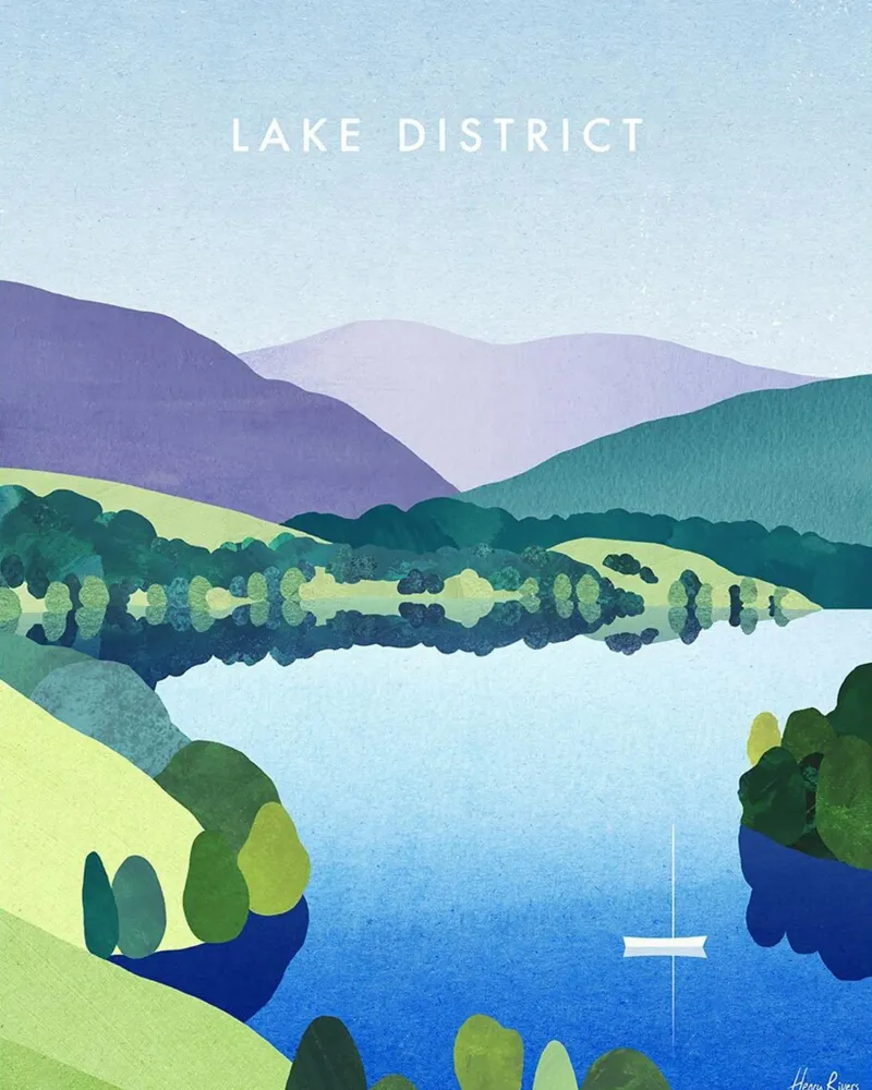la tranquillità di un lago in montagna poster con telaio in alluminio da unyil shope