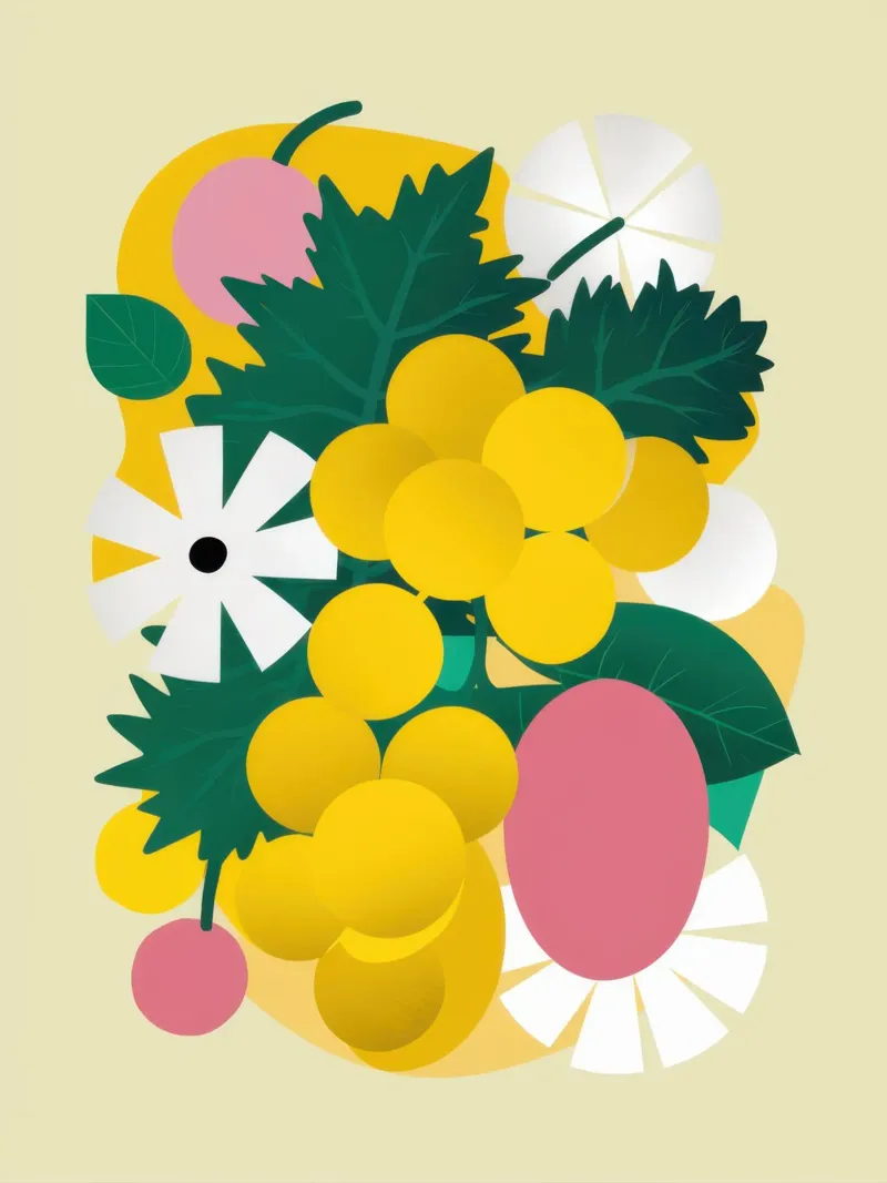 Uva e agrumi poster con telaio in legno da Bruce Juice