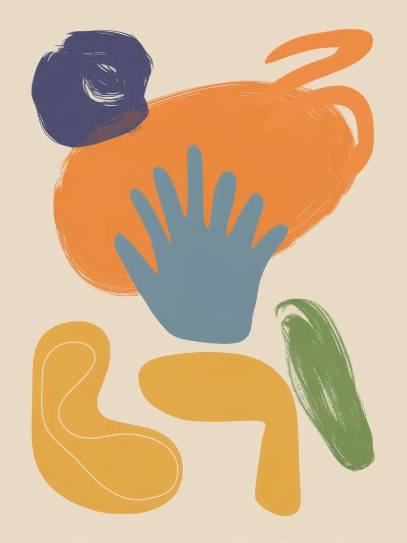 Aardse abstracte omhelzing canvas met Baklijst van Bruce Juice
