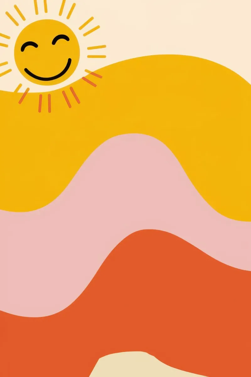 Gioia ondulata del sole poster con telaio in legno da Bruce Juice
