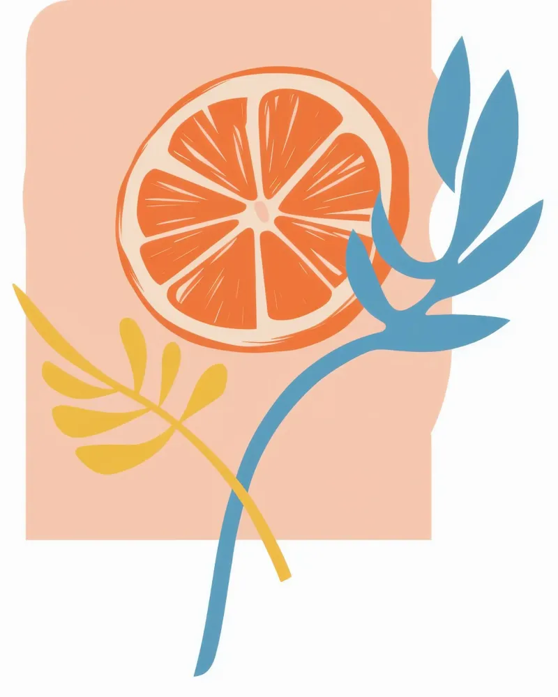 Decostruzione della fetta di agrumi poster con telaio in alluminio da Bara Suara