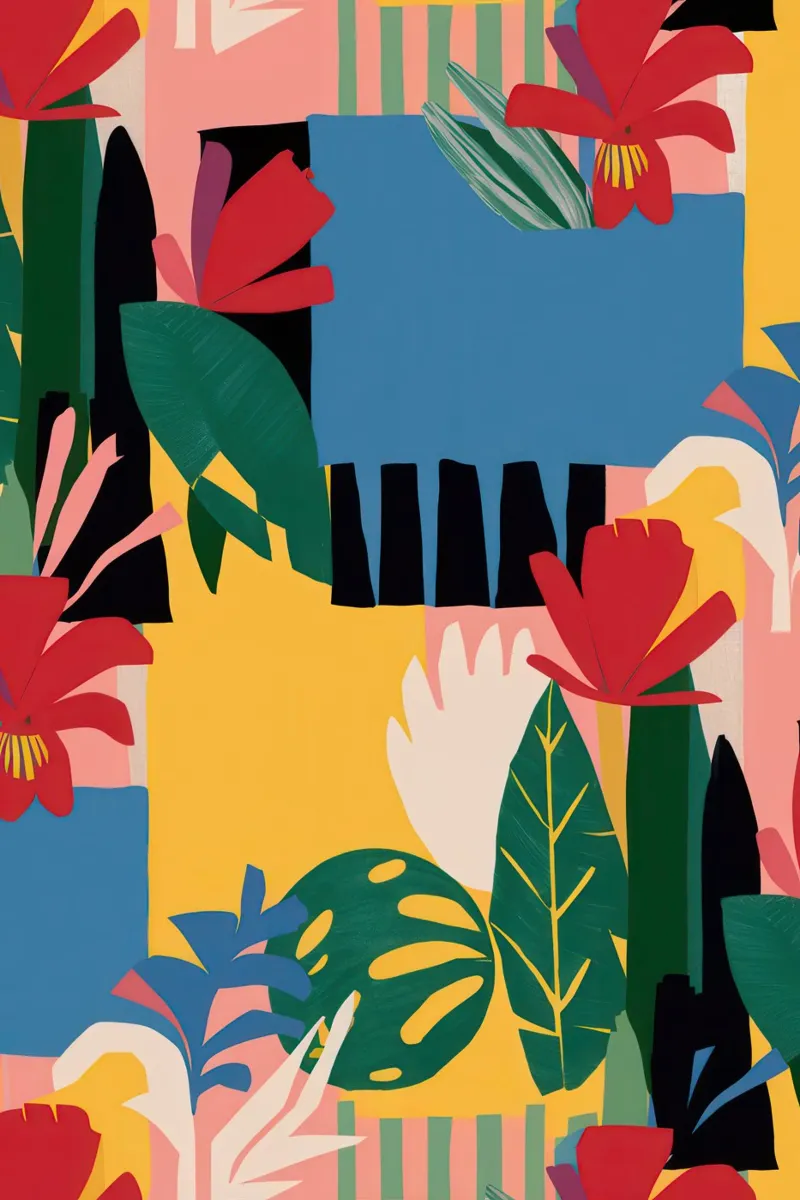 Gefragmenteerde bloemenharmonie canvas met Baklijst van Bara Suara