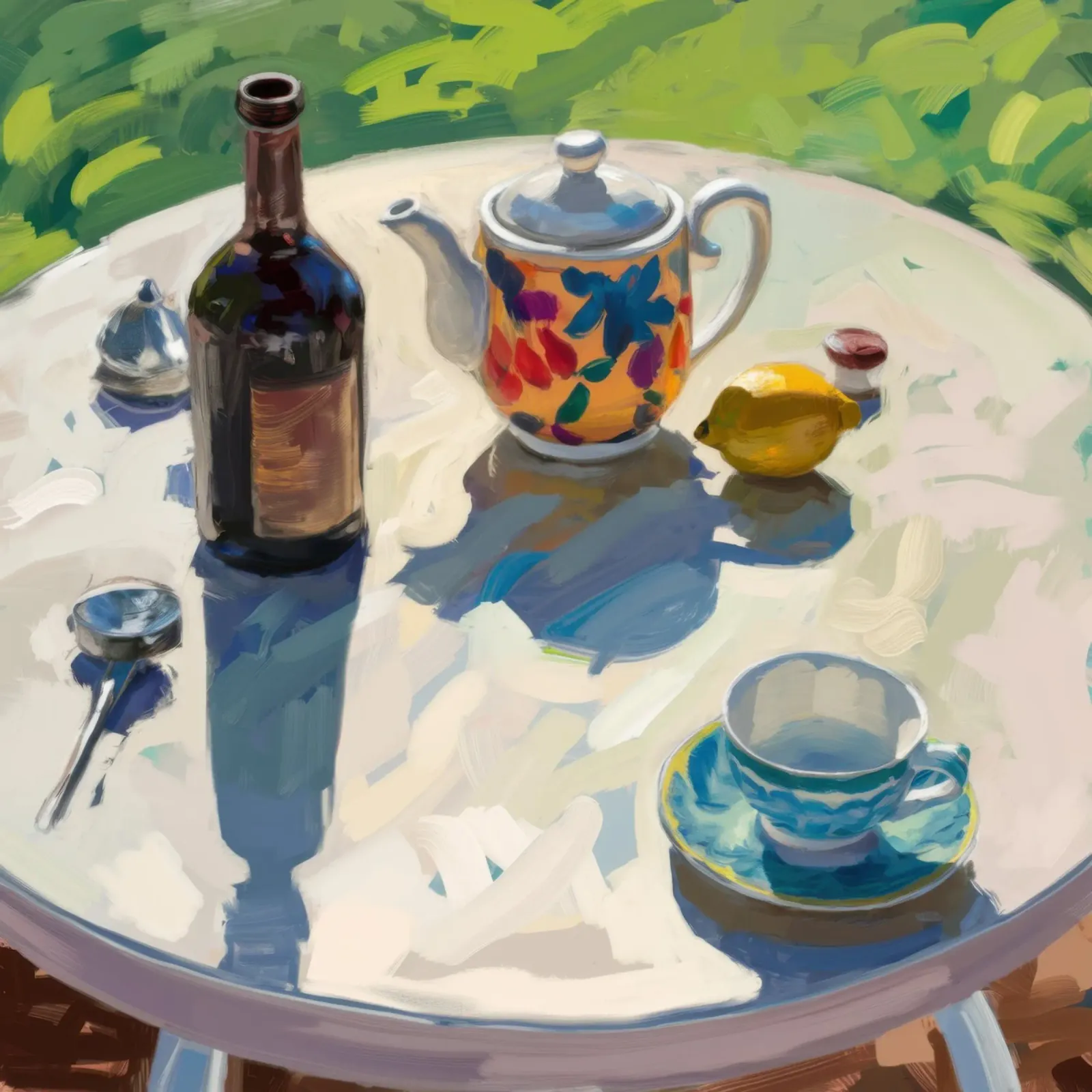 Sunlit Garden Table canvas with Floater frame by Astra Mist