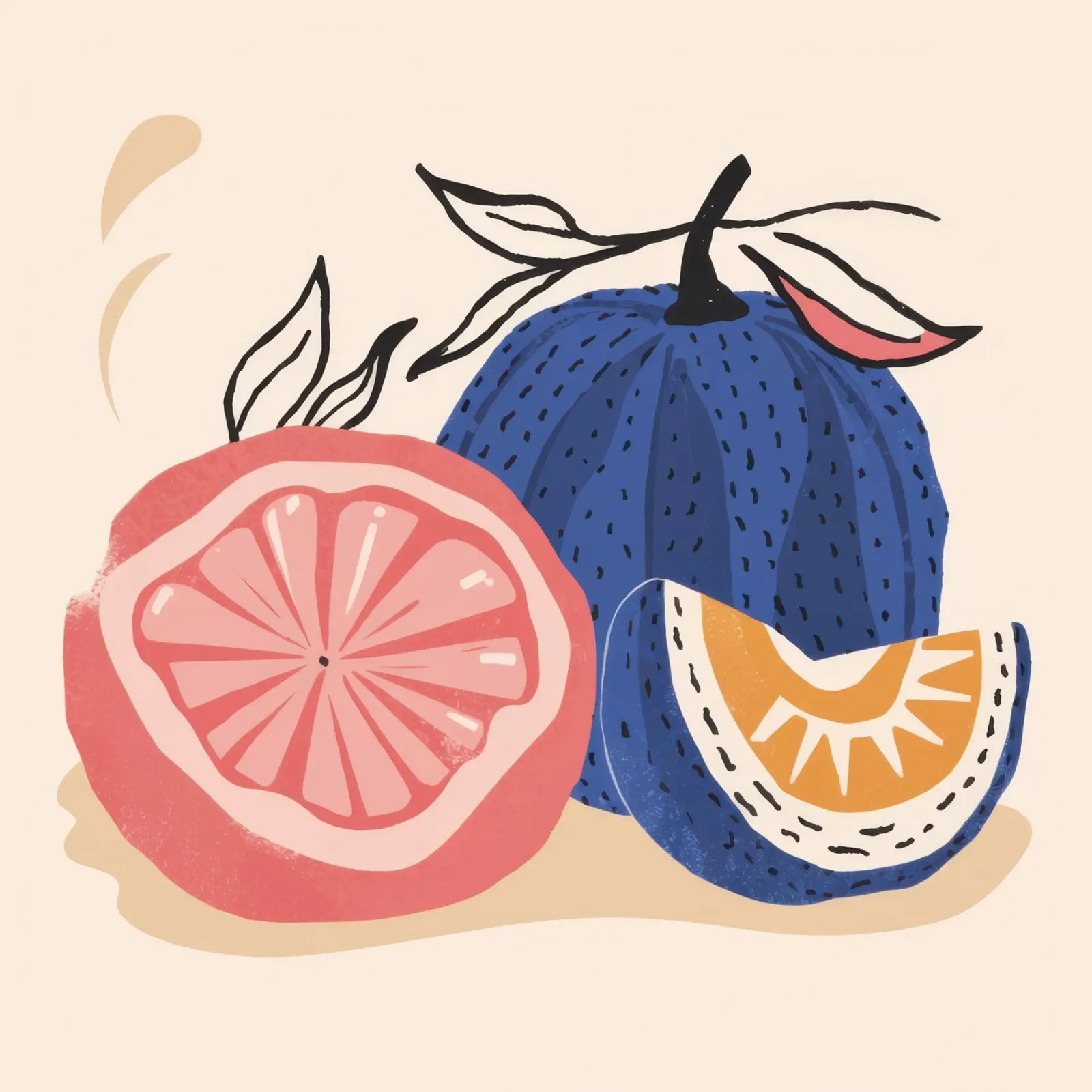 Zesty Grapefruit Splash canvas met Baklijst van Bara Suara