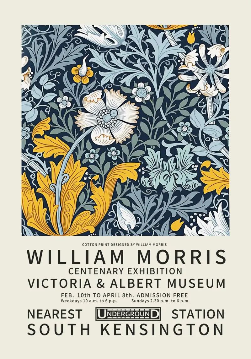 Stampa su cotone disegnata da William Morris poster con telaio in plastica da Bloom and Leaf