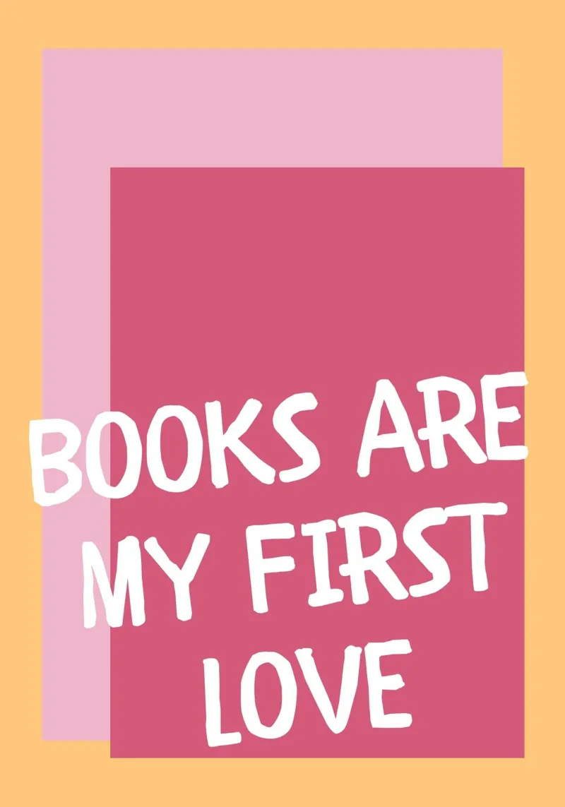 Cita "Los libros son mi primer amor" - Retro Style Book Lov poster con marco de aluminio de vintagepod
