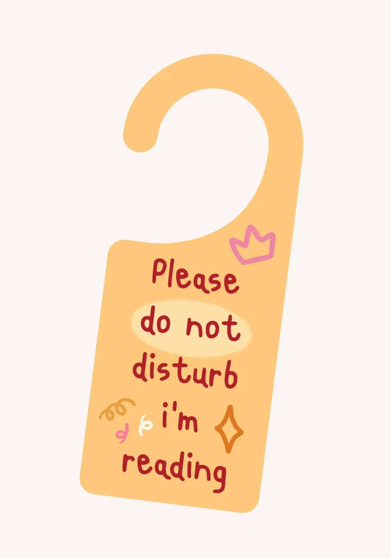"Please Do Not Disturb" Reading Door Hanger Art Print canvas with Floater frame by vintagepod