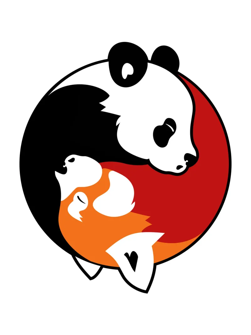 Yin Yang Pandas canvas with Floater frame by Mariel Toigo
