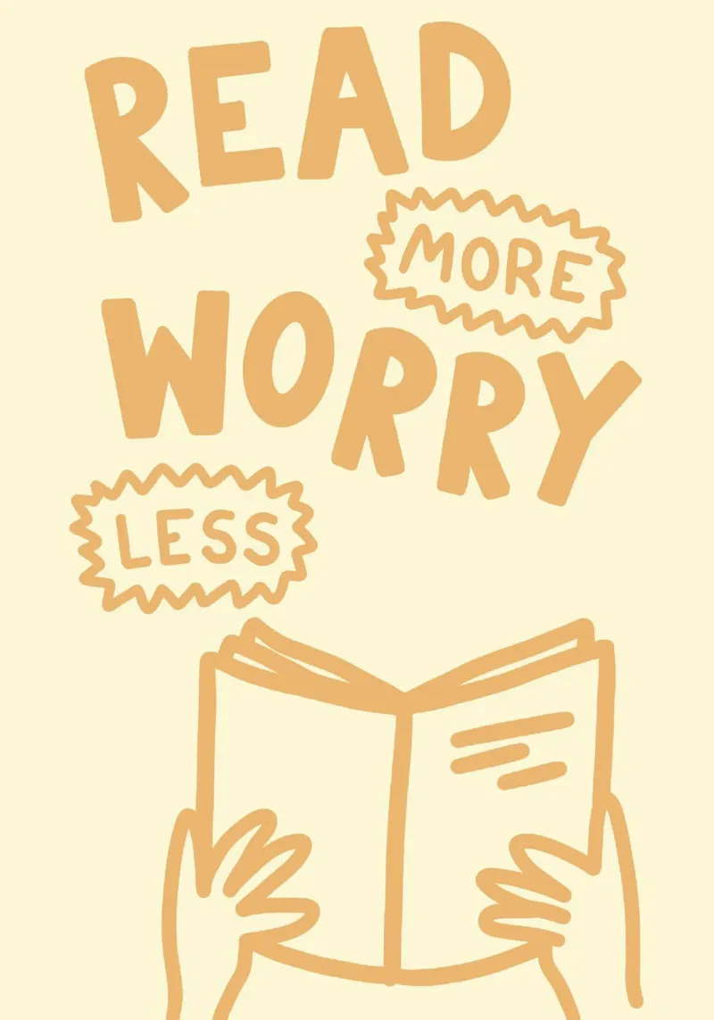 "Leggere di più preoccuparsi di meno - Poster minimalista per topi di biblioteca poster da vintagepod