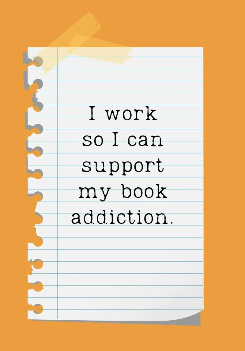 "I Work So I Can Support My Book Addiction" - Funny Quote Po canvas with Floater frame by vintagepod