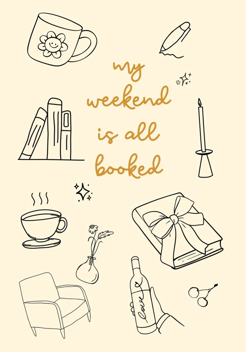 "My Weekend is All Booked" - Affiche esthétique et chaleureuse toile avec Caisse américaine de vintagepod