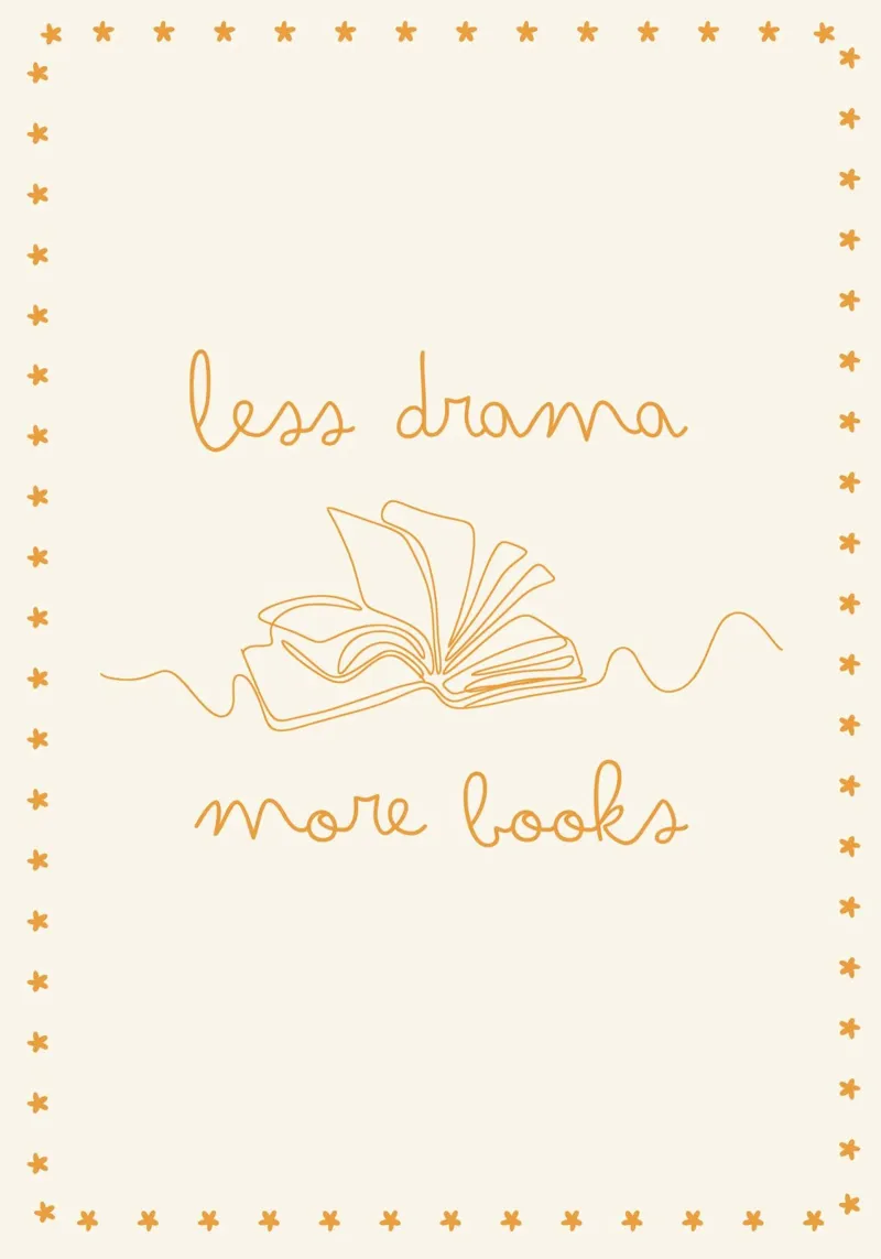 "Meno drammi, più libri" - Poster artistico della linea Star Border One poster con telaio in alluminio da vintagepod