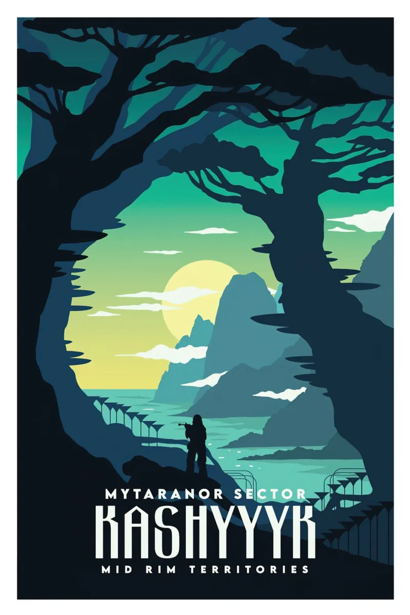 Settore Mytaranor Kashyyyk poster con telaio in legno da Robert Hoff