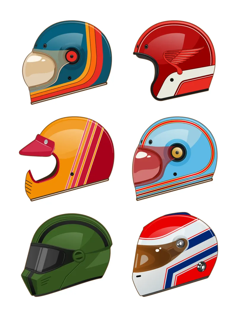 Oldtimer-Motorradhelme Poster von Mariel Toigo