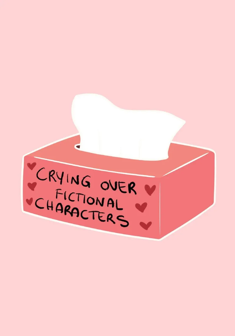 "Crying Over Fictional Characters" - Pink Art Print canvas with Floater frame by vintagepod