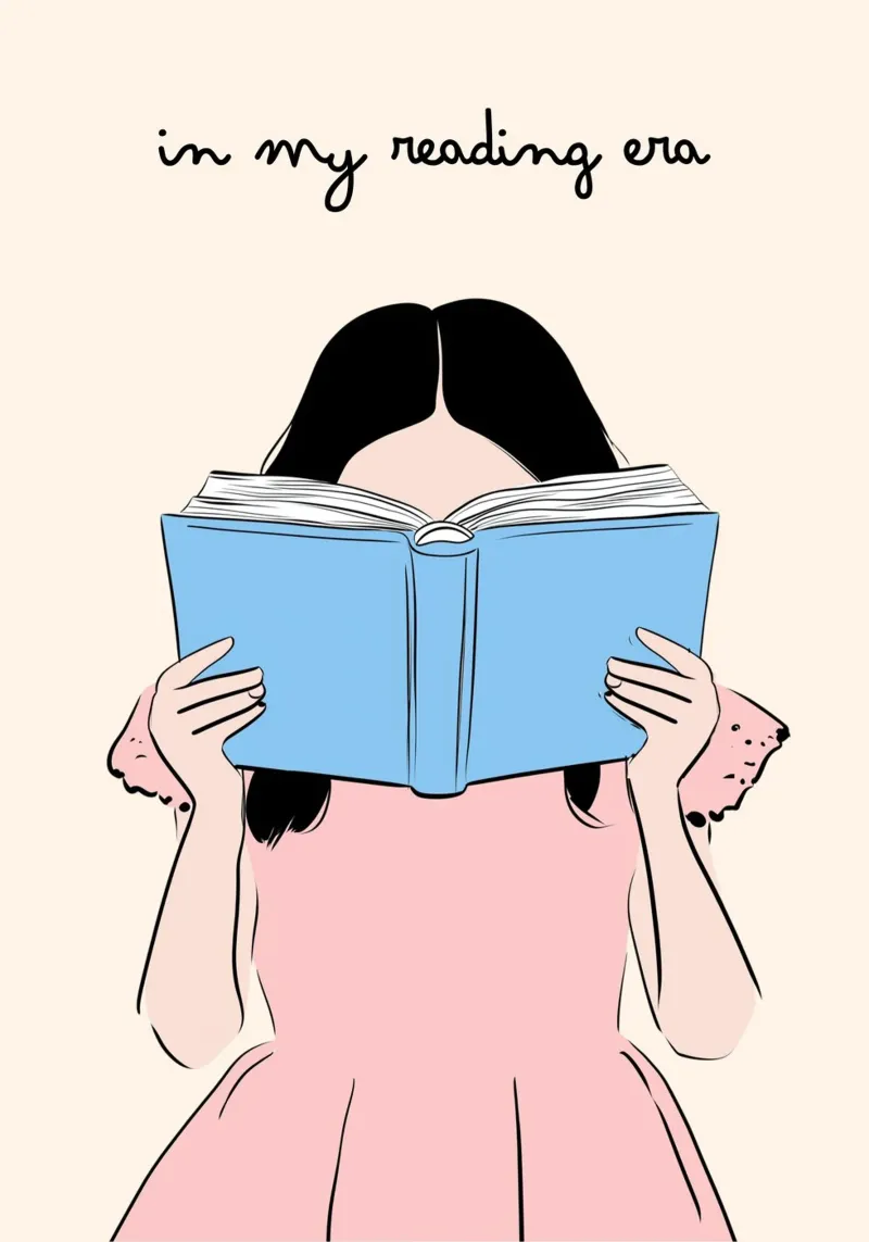 "In My Reading Era" - Minimalist Book Lover Art Print canvas with Floater frame by vintagepod