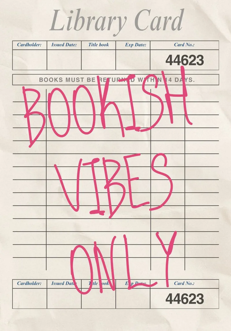 "Bookish Vibes Only" - Library Card Poster canvas with Floater frame by vintagepod