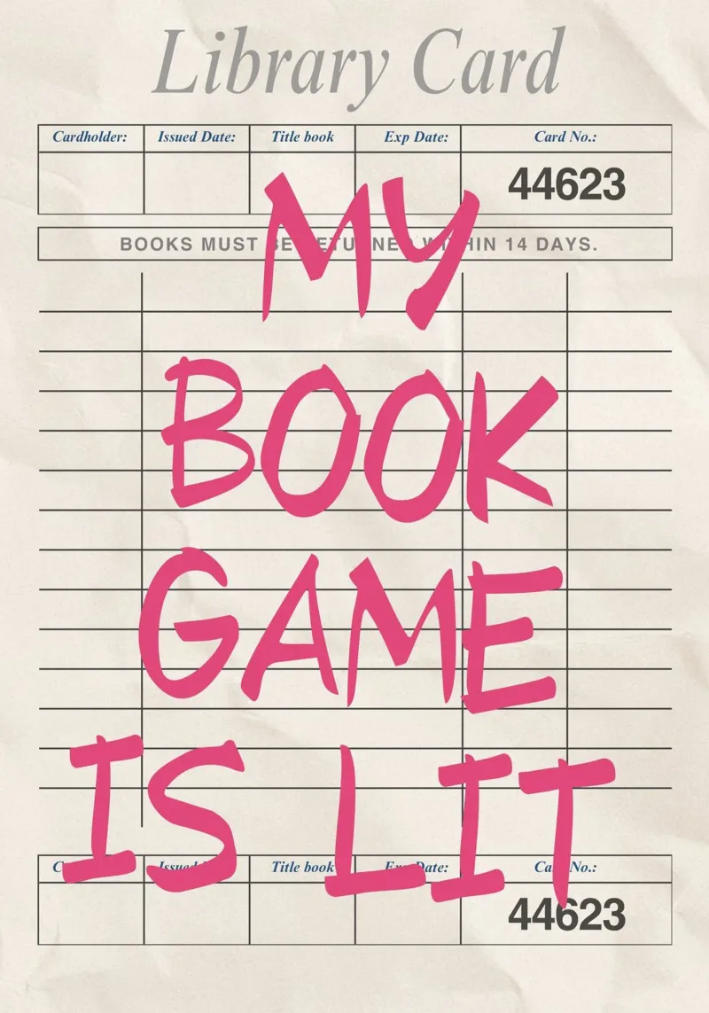 "My Book Game Is Lit" - Funny Library Card Poster canvas with Floater frame by vintagepod