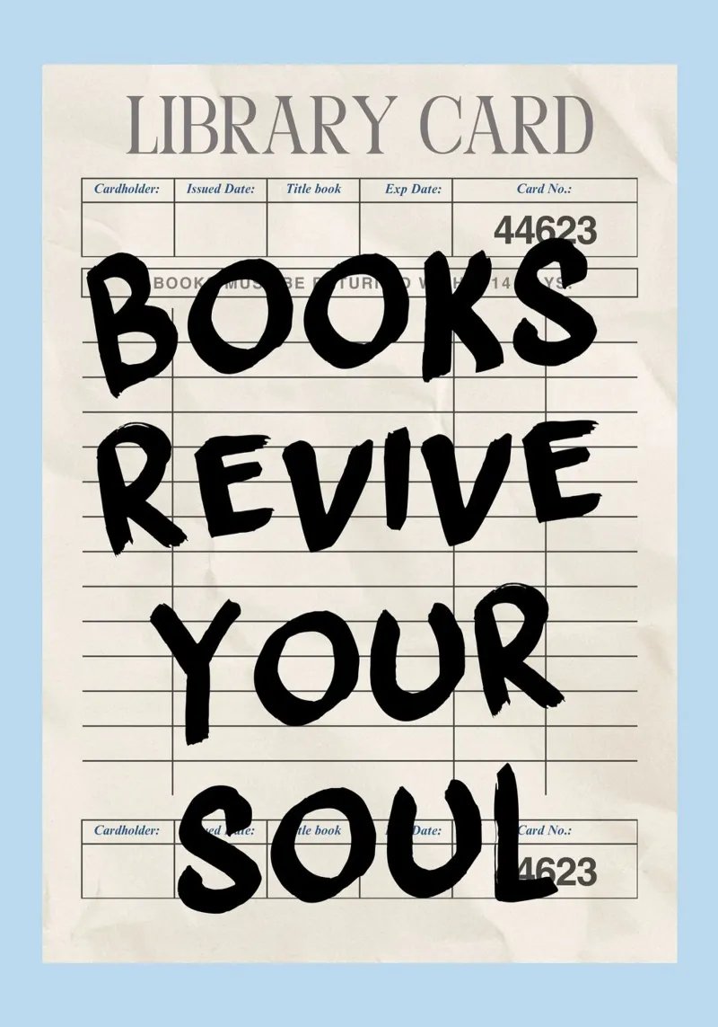 "I libri ravvivano l'anima" - Poster per la tessera della biblioteca poster con telaio in legno da vintagepod