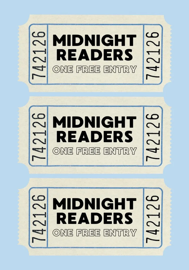 "Midnight Readers" - Vintage ticket art print canvas met Baklijst van vintagepod