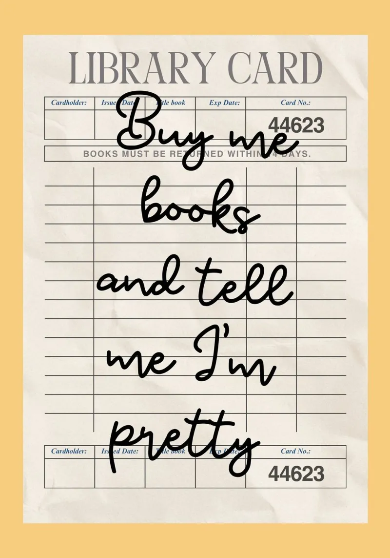 "Comprami libri e dimmi che sono bella" - Poster per la tessera della biblioteca poster con telaio in legno da vintagepod