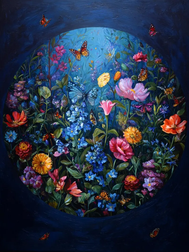 Fiori pittura (2) poster con telaio in legno da Motivate-Today
